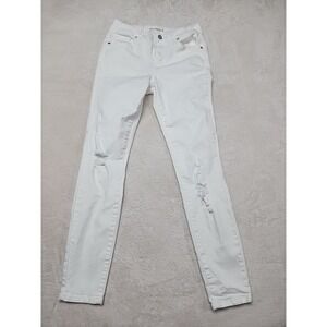 Harper Heritage Jeans Womens 27‎ Mid Rise Skinny White Stretch Preppy Distressed